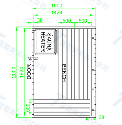 Traditional indoor sauna room L2000mm×W1500mm×H2000mm